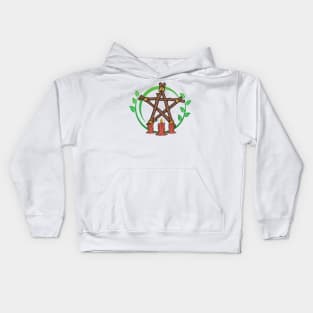 Wooden pentagram with candles Kids Hoodie